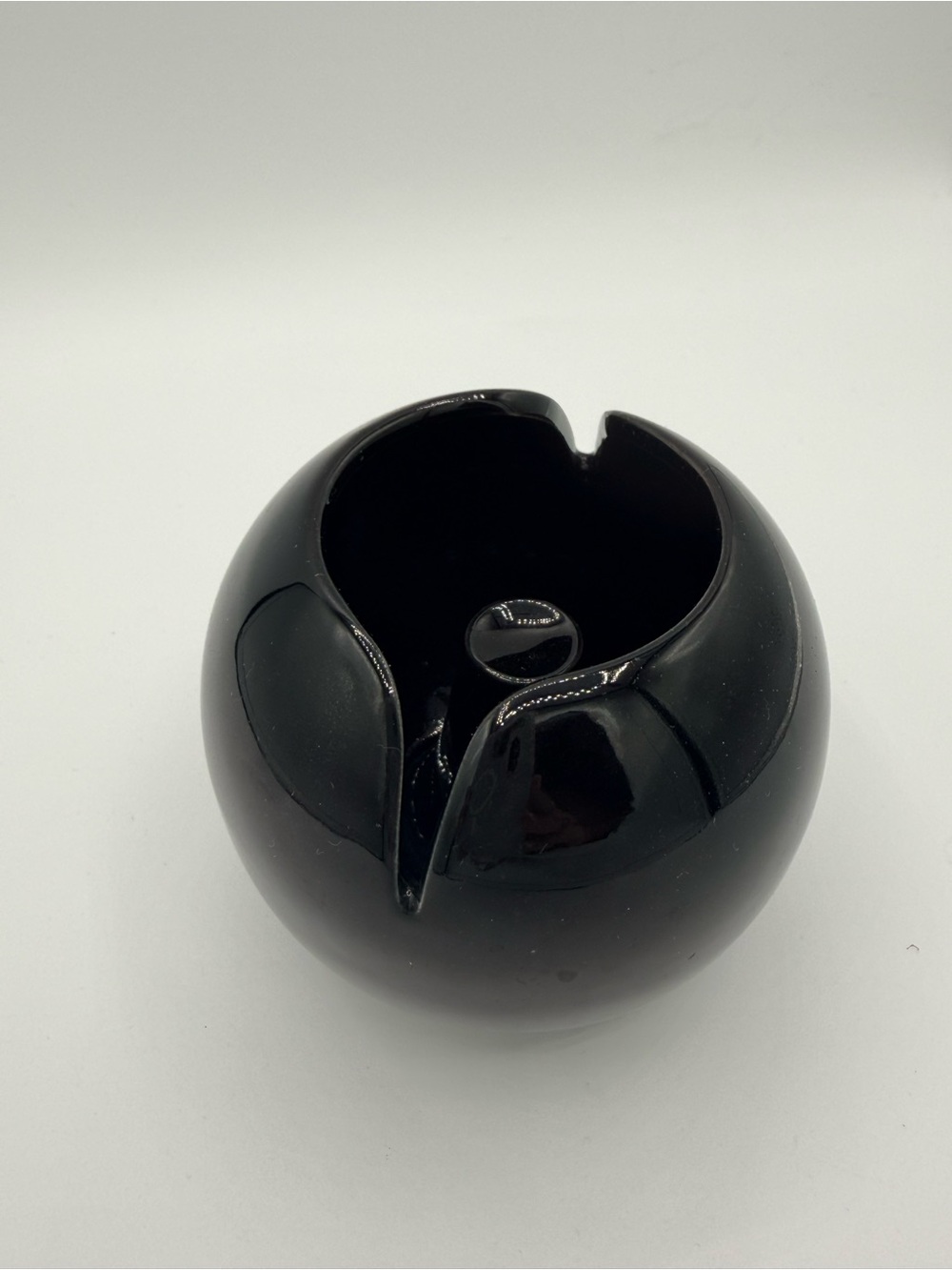 Mid-Century Modern Pelikan Glossy Black orb Ashtray